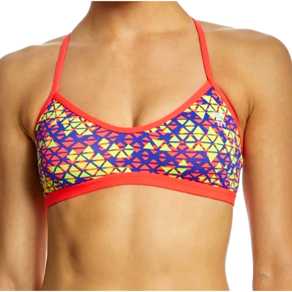 TYR DuraFast Modena Pacific Tieback Swim Bikini Top Red Yellow - Size XS 0/2